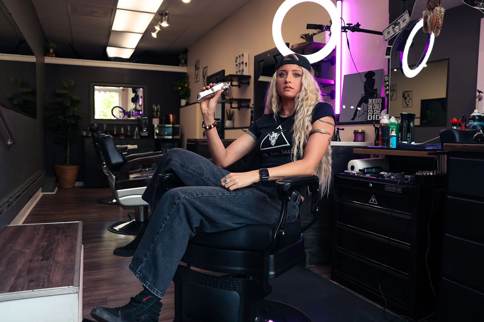 The barber chair at Black Hat Barber, downtown Willoughby Ohio