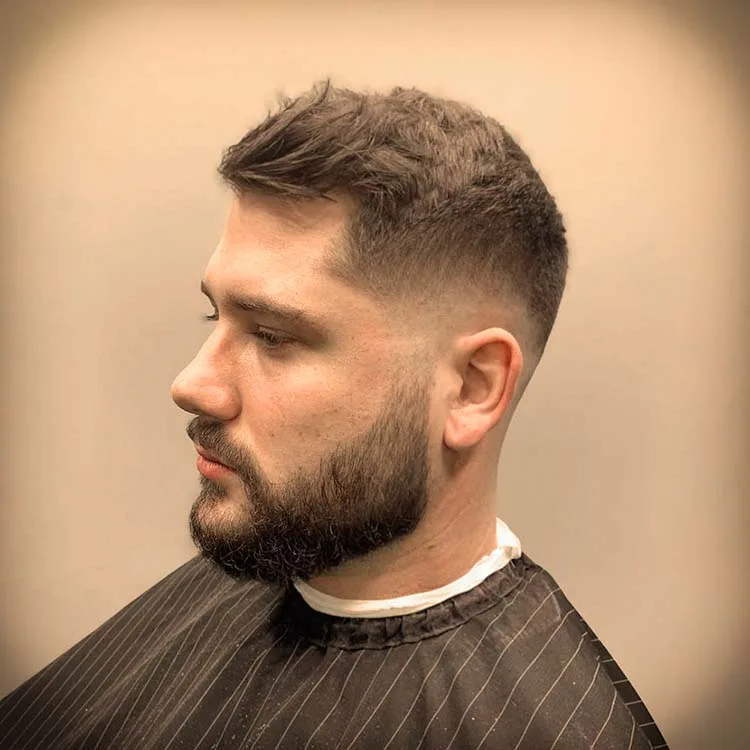 Skin fade haircut with textured top by Black Hat Barber, Willoughby Ohio
