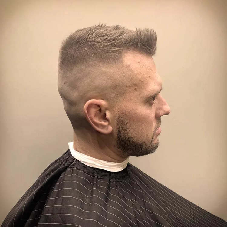 Before-and-after men's haircut transformation at Black Hat Barber, Willoughby Ohio