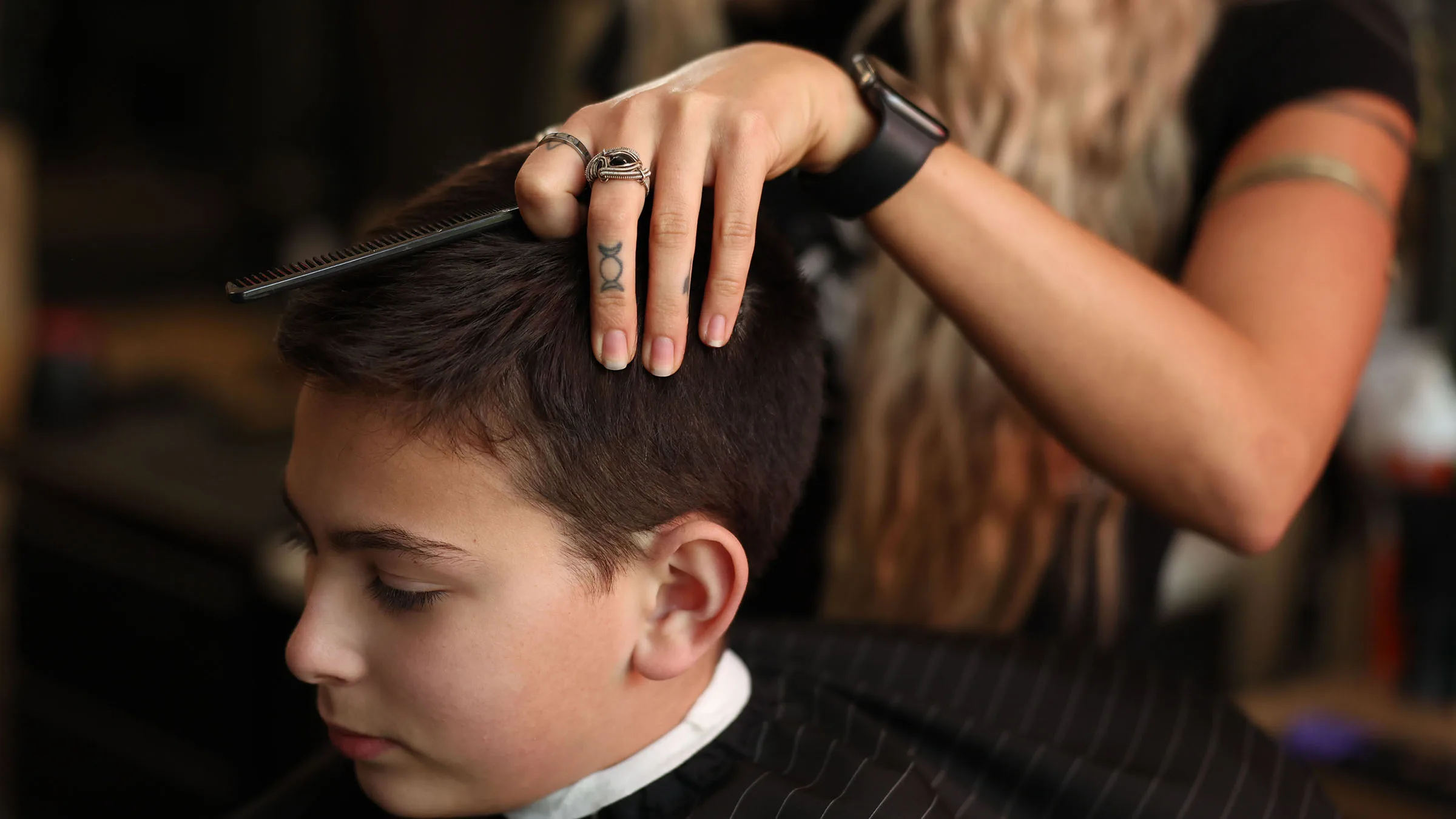 Kids' haircut at Black Hat Barber, downtown Willoughby Ohio
